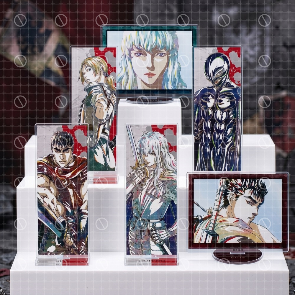 Anime Merchandise Keychain - Anime Berserk Acryl-Standbilderrahmen, geformtes Desktop-Ornament, Guts,